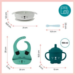 Babymoov Learn'Isy Hond Kinderservies Set Incl. Silicone Slab A005403 -Baby Producten Winkel a005403 kitlearnisychien packwebuniversal07 3661276174054 540x