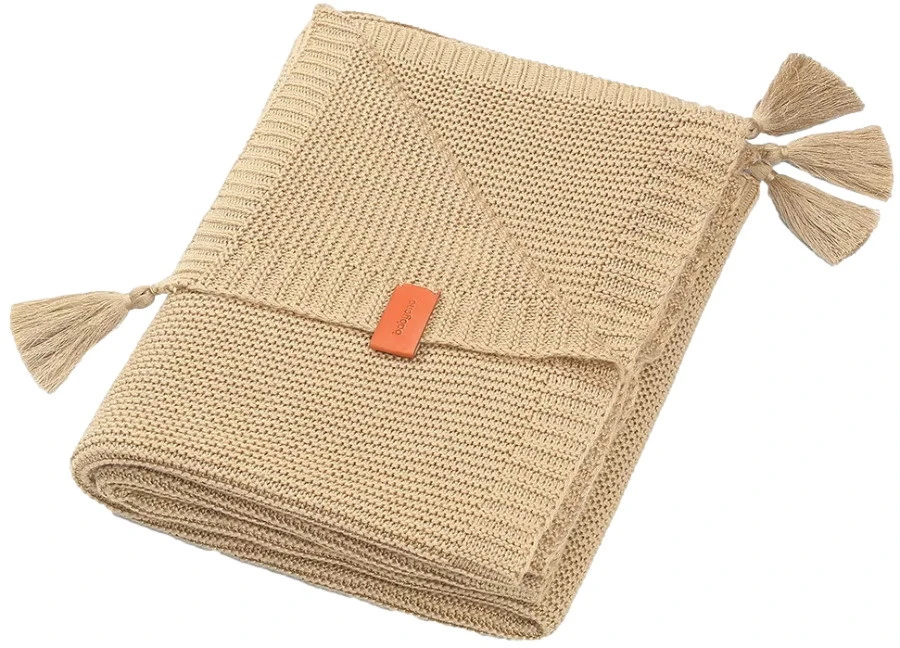 Baby Ono Bamboo Beige 75 X 100 Cm Gebreid Wiegdeken Met Kwastjes 546/02