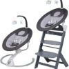 Babygo Homey Set Black/Grey Babyschommel En Kinderstoel 19012 -Baby Producten Winkel babygo homey set dark greygrey babyschommel en kinderstoel 19012 1