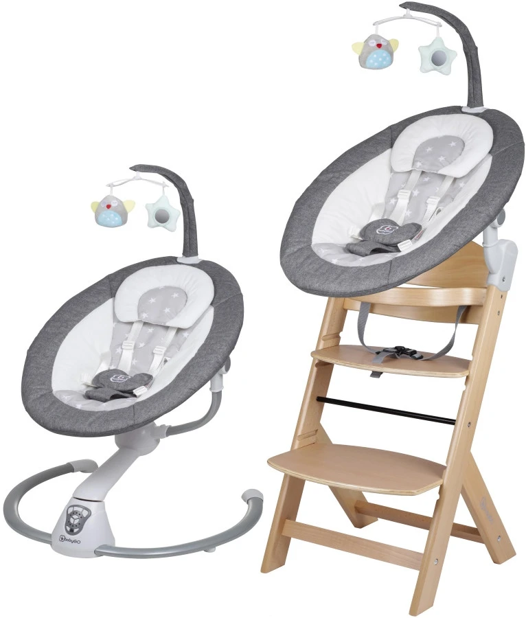 Babygo Homey Set Grey/Nature Babyschommel En Kinderstoel 19021 3 Babygo Homey Set Grey/Nature Babyschommel En Kinderstoel 19021