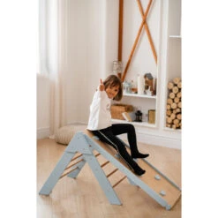 Luna Toys Blauw Houten Klimrek Met Glijbaan LU-36967 -Baby Producten Winkel blue 2