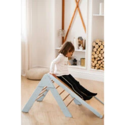 Luna Toys Blauw Houten Klimrek Met Glijbaan LU-36967 -Baby Producten Winkel blue 3