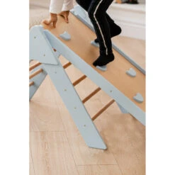 Luna Toys Blauw Houten Klimrek Met Glijbaan LU-36967 -Baby Producten Winkel blue 6