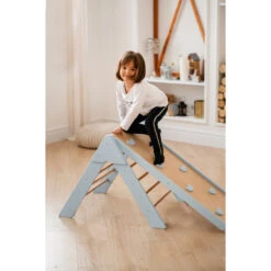 Luna Toys Blauw Houten Klimrek Met Glijbaan LU-36967 -Baby Producten Winkel blue 7