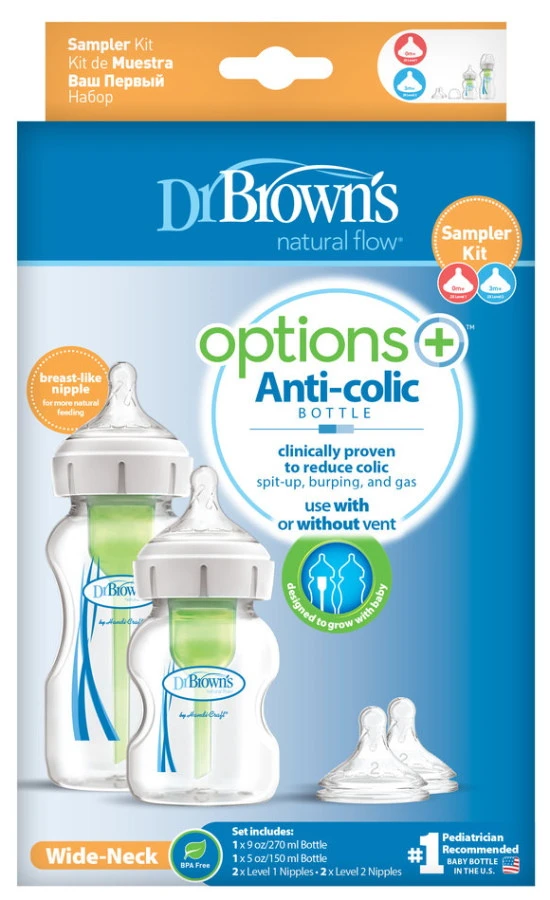Dr. Brown's Options+ Anti-colic Samplerkit Brede Hals Fles WB02600-INTLX - Afbeelding 2