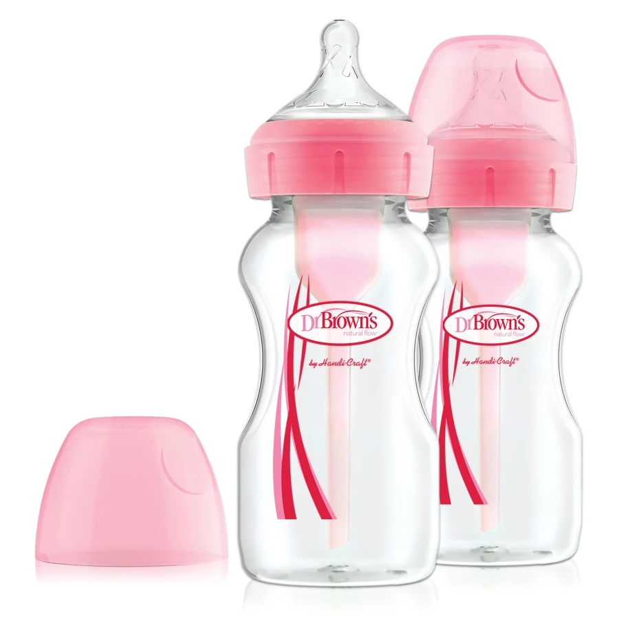 Dr. Brown's Dr Brown's Options+ Anti-colic 270 Ml Roze 2-pack Brede Hals Fles WB92601-GBX +