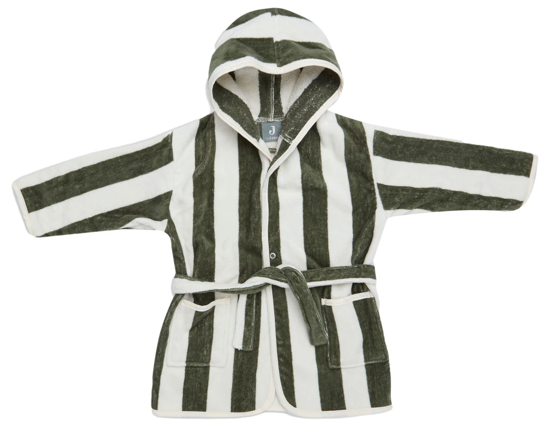 Jollein Stripe Terry Leaf Green 3-4jr Badjas 060-809-67001