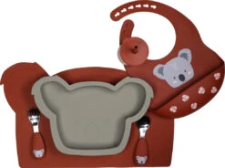 Tryco Koala Olive Gray Siliconen Bord TR-392817 -Baby Producten Winkel koala dark rust silicone collection 03 3