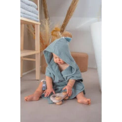Label Label Silver Blue Badstof/Hydrofiel Badjas LLTT-934673 -Baby Producten Winkel lltt 934673 bath robe silver blue 01 1