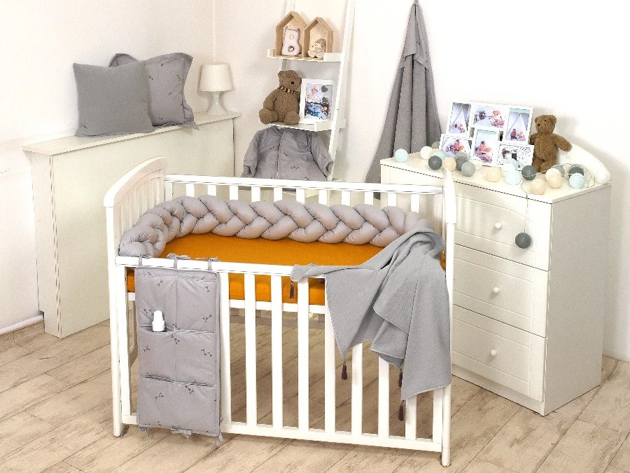 MamaLoes Amy Pure Grijs 2-in-1 Babynest En Braided Bedbumper 80661 10 MamaLoes Amy Pure Grijs 2-in-1 Babynest En Braided Bedbumper 80661 - Afbeelding 8