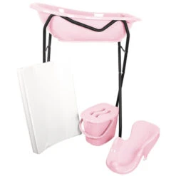 MamaLoes Badstandaard Zwart DM-029b -Baby Producten Winkel mamaloes badset lichtroze met zwarte badstandaard 1 1