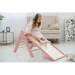 Luna Toys Roze Houten Klimrek Met Glijbaan LU-36974 -Baby Producten Winkel pink 1