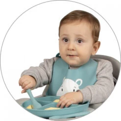 Sevibaby Grijs Silicone Bord Met Zuignap 525-13 -Baby Producten Winkel sevibaby turquoise silicone bestek 509 15 4