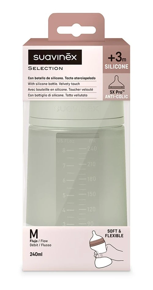 Suavinex Essence Green Medium Flow 240 Ml Silicone Fles SXSEX20081184 - Afbeelding 3