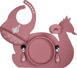 Tryco Dusty Rose Siliconen Bord TR-392818 -Baby Producten Winkel swan dusty rose silicone collection 01 3