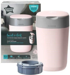 Tommee Tippee Twist & Click Gentle Pink Luieremmer 85100202 (eco) -Baby Producten Winkel tommee tippee twist click gentle pink luieremmer 85101301 2 1